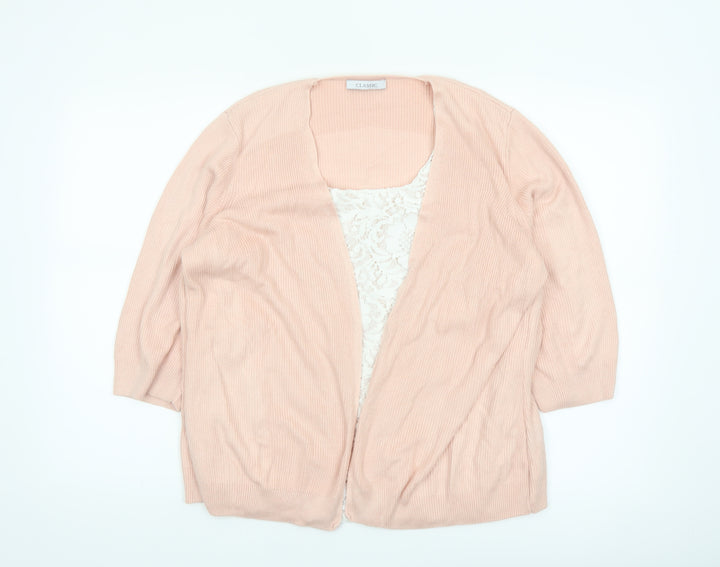 Marks and Spencer Women Pink Size 18 Lightweight Open Knit Cardigan