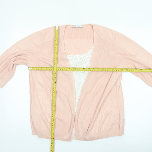 Marks and Spencer Women Pink Size 18 Lightweight Open Knit Cardigan