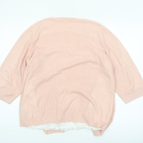 Marks and Spencer Women Pink Size 18 Lightweight Open Knit Cardigan