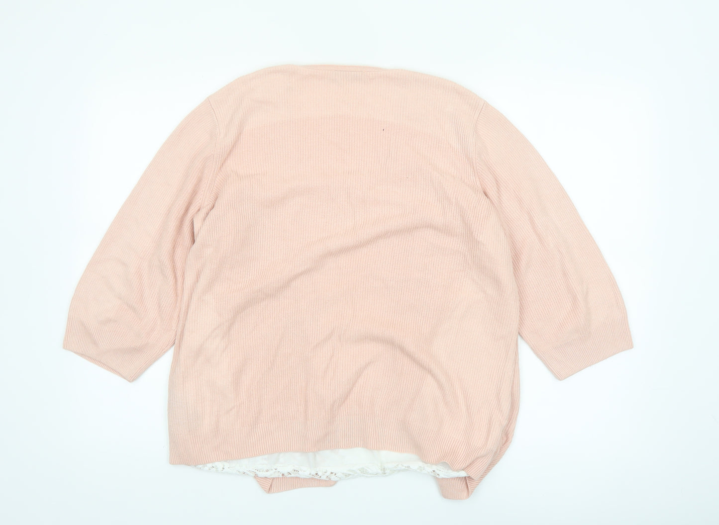 Marks and Spencer Women Pink Size 18 Lightweight Open Knit Cardigan