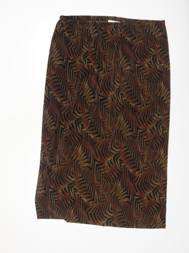 Foxy Lady Women's Brown Animal Print Midi Pencil Skirt Size 18