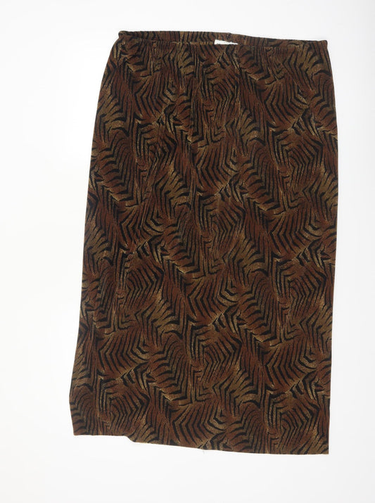 Foxy Lady Women's Brown Animal Print Midi Pencil Skirt Size 18