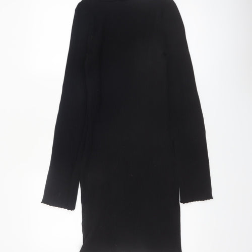 H&M Divided Women’s Black Long Sleeve Bodycon Knit Short Dress Size 12