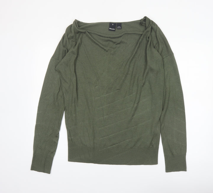 Bench Womens Green Boat Neck Pullover Jumper XL