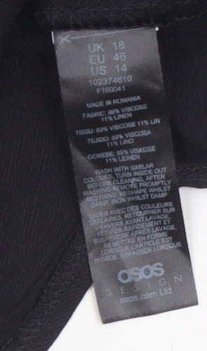 ASOS Women’s Black Camisole Top Size 18 Viscose Linen Blend