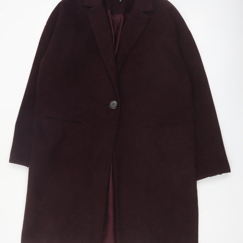 Topshop Women's Brown Wool Blend Mid-Length Coat UK 12