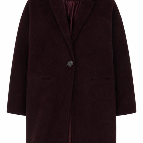 Topshop Women's Brown Wool Blend Mid-Length Coat UK 12