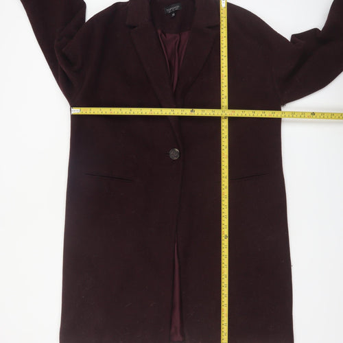 Topshop Women's Brown Wool Blend Mid-Length Coat UK 12