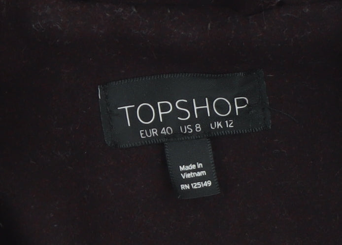 Topshop Women's Brown Wool Blend Mid-Length Coat UK 12