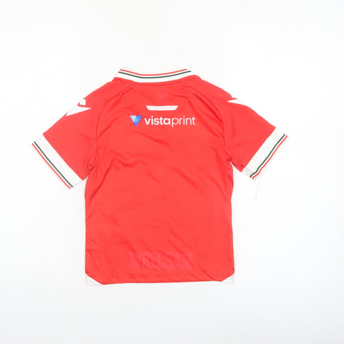 Macron Boys Red Football Jersey Wrexham AFC Short Sleeve Athletic Top 4 Years