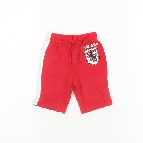 BHS Unisex Baby Red Cotton England Shorts Newborn Drawstring Waist