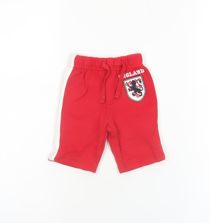 BHS Unisex Baby Red Cotton England Shorts Newborn Drawstring Waist
