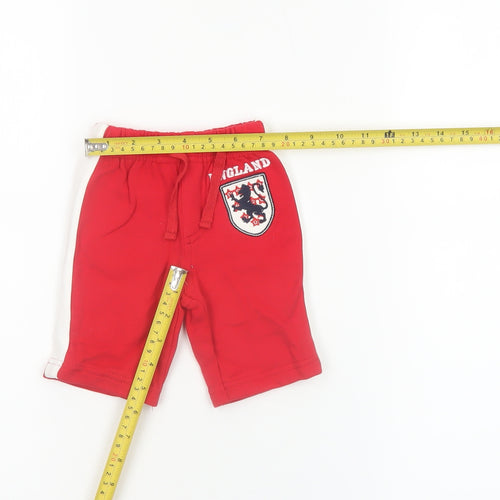 BHS Unisex Baby Red Cotton England Shorts Newborn Drawstring Waist