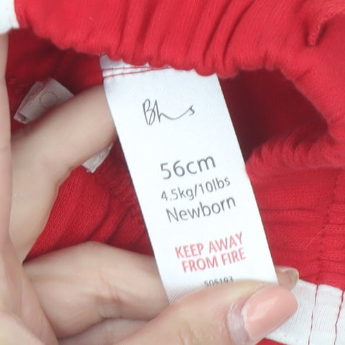 BHS Unisex Baby Red Cotton England Shorts Newborn Drawstring Waist