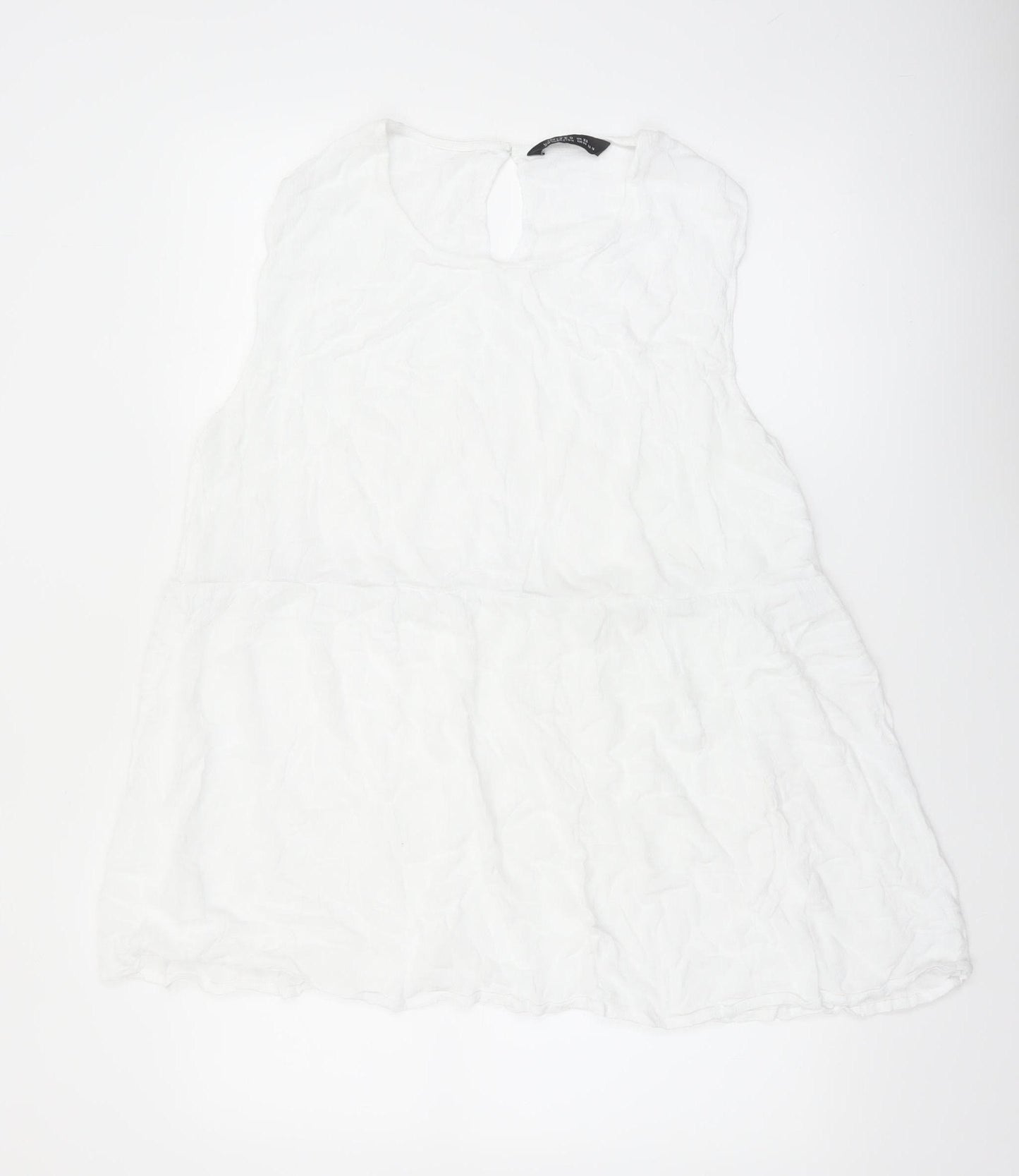 Marks and Spencer Women White Cotton Sleeveless Tunic Blouse UK 22