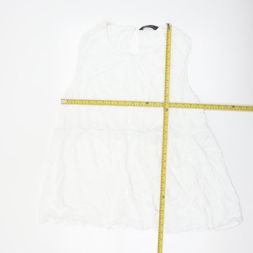 Marks and Spencer Women White Cotton Sleeveless Tunic Blouse UK 22