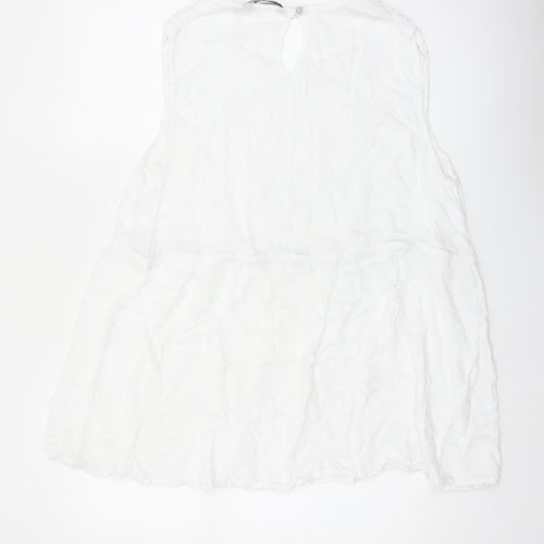 Marks and Spencer Women White Cotton Sleeveless Tunic Blouse UK 22