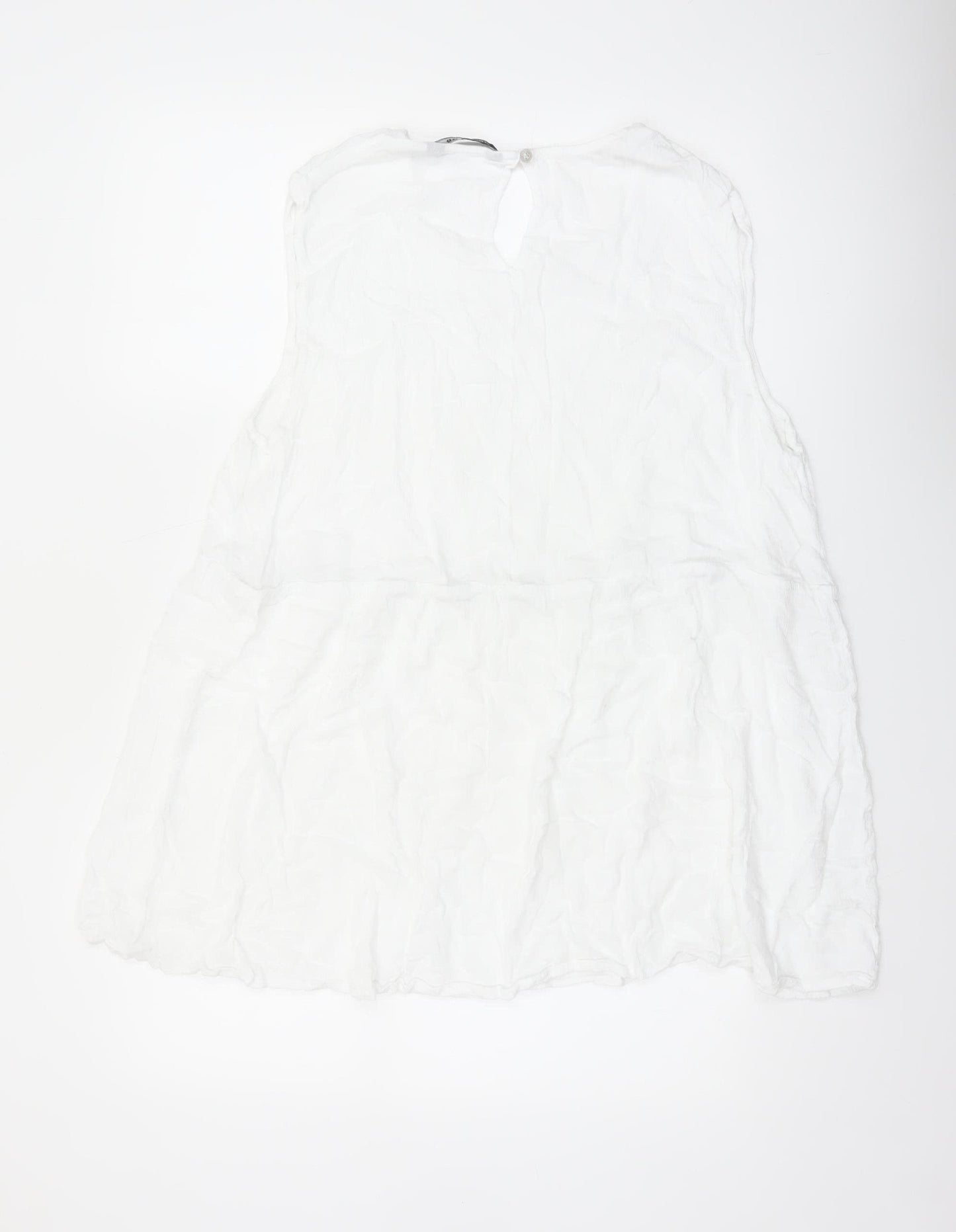 Marks and Spencer Women White Cotton Sleeveless Tunic Blouse UK 22