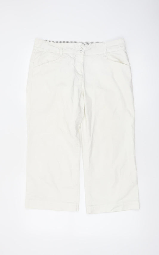 Monsoon Women Ivory Cropped Chino Trousers Size 12 Cotton Blend