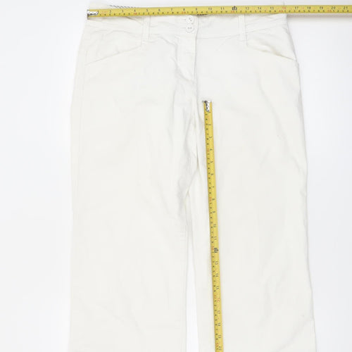 Monsoon Women Ivory Cropped Chino Trousers Size 12 Cotton Blend