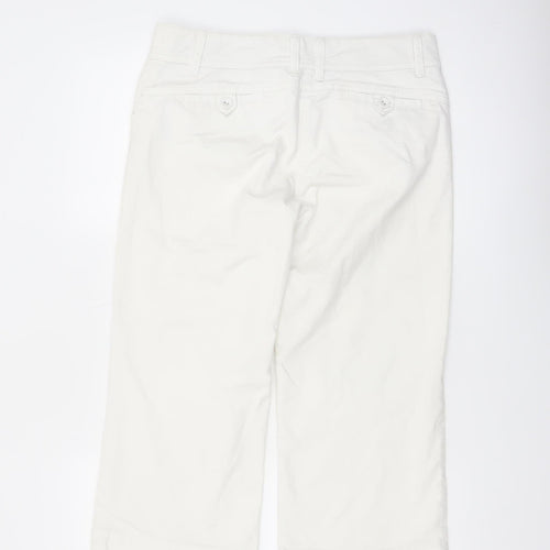 Monsoon Women Ivory Cropped Chino Trousers Size 12 Cotton Blend