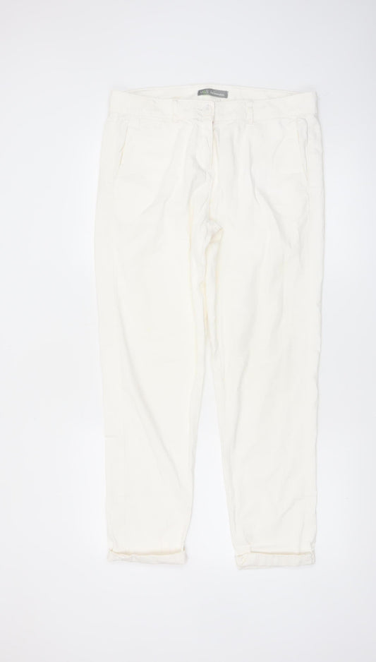 Marks and Spencer Women’s Ivory Chino Trousers Size 12 Cotton Stretch