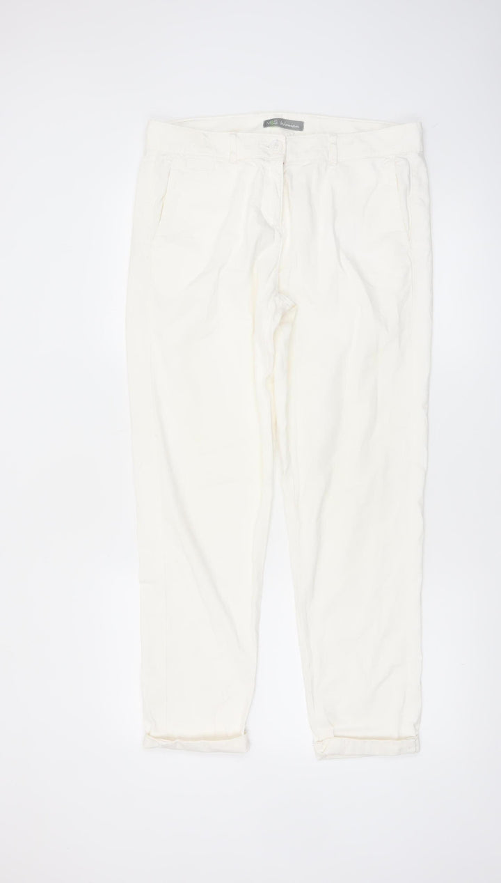 Marks and Spencer Women’s Ivory Chino Trousers Size 12 Cotton Stretch