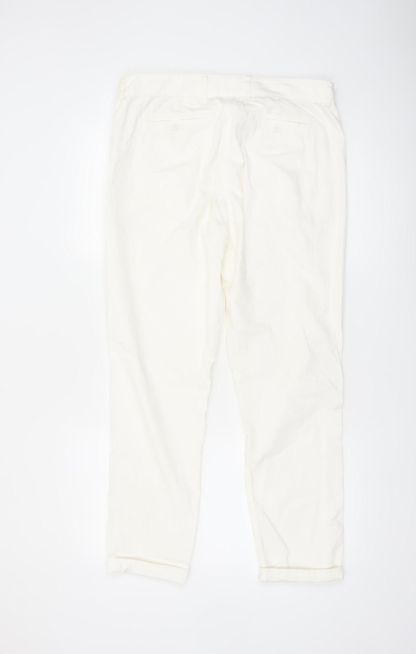 Marks and Spencer Women’s Ivory Chino Trousers Size 12 Cotton Stretch