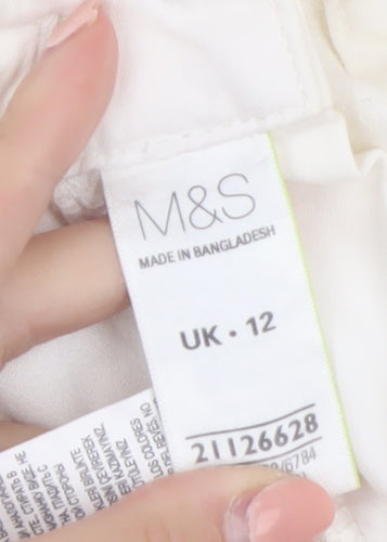 Marks and Spencer Women’s Ivory Chino Trousers Size 12 Cotton Stretch