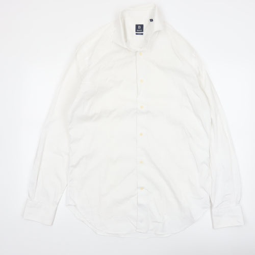 Boggi Milano Men's White Slim Fit Formal Dress Shirt 17.5in 44cm