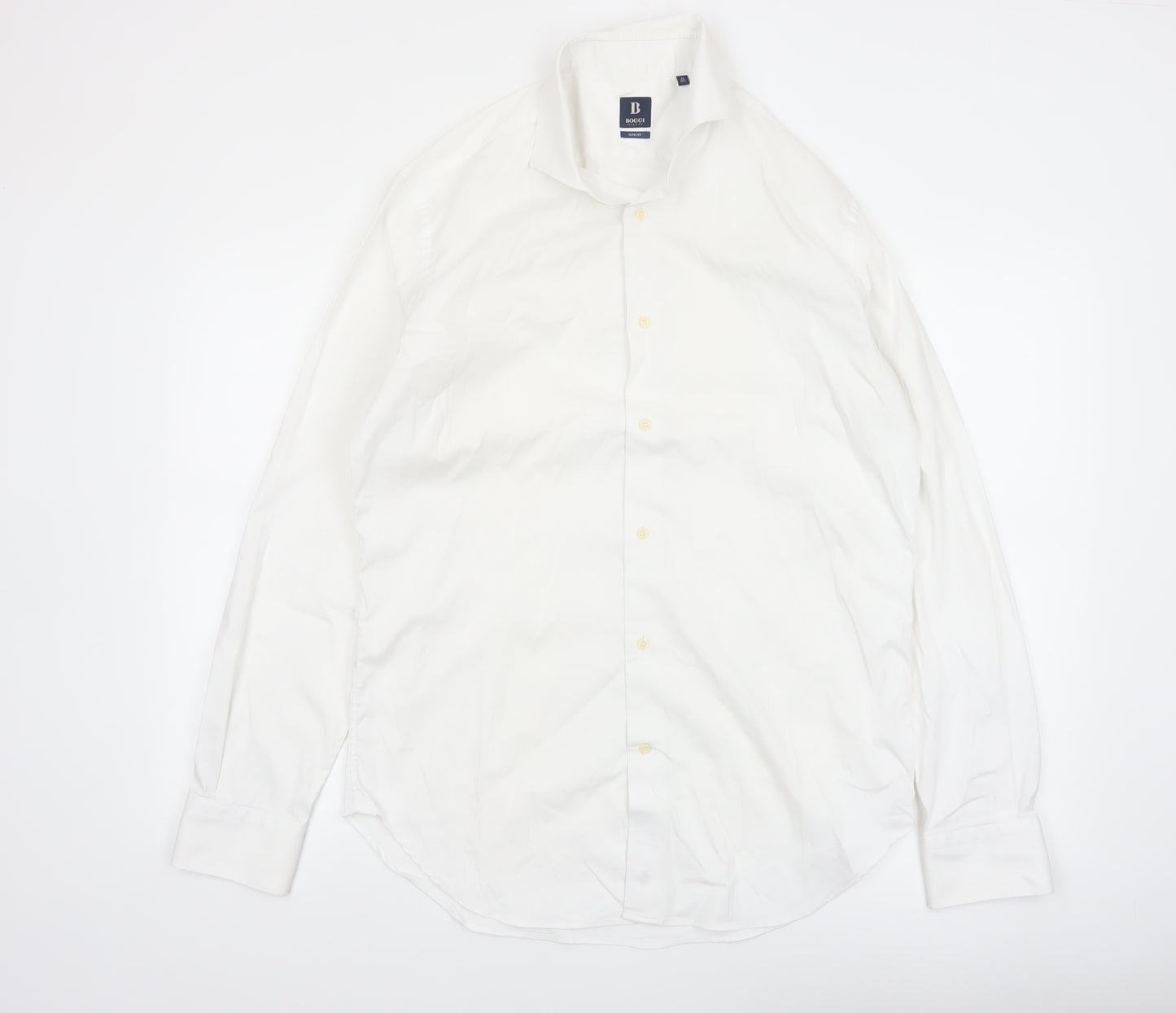 Boggi Milano Men's White Slim Fit Formal Dress Shirt 17.5in 44cm