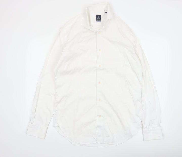 Boggi Milano Men's White Slim Fit Formal Dress Shirt 17.5in 44cm