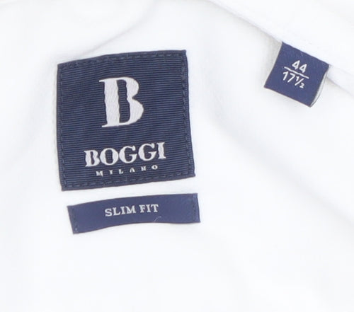 Boggi Milano Men's White Slim Fit Formal Dress Shirt 17.5in 44cm