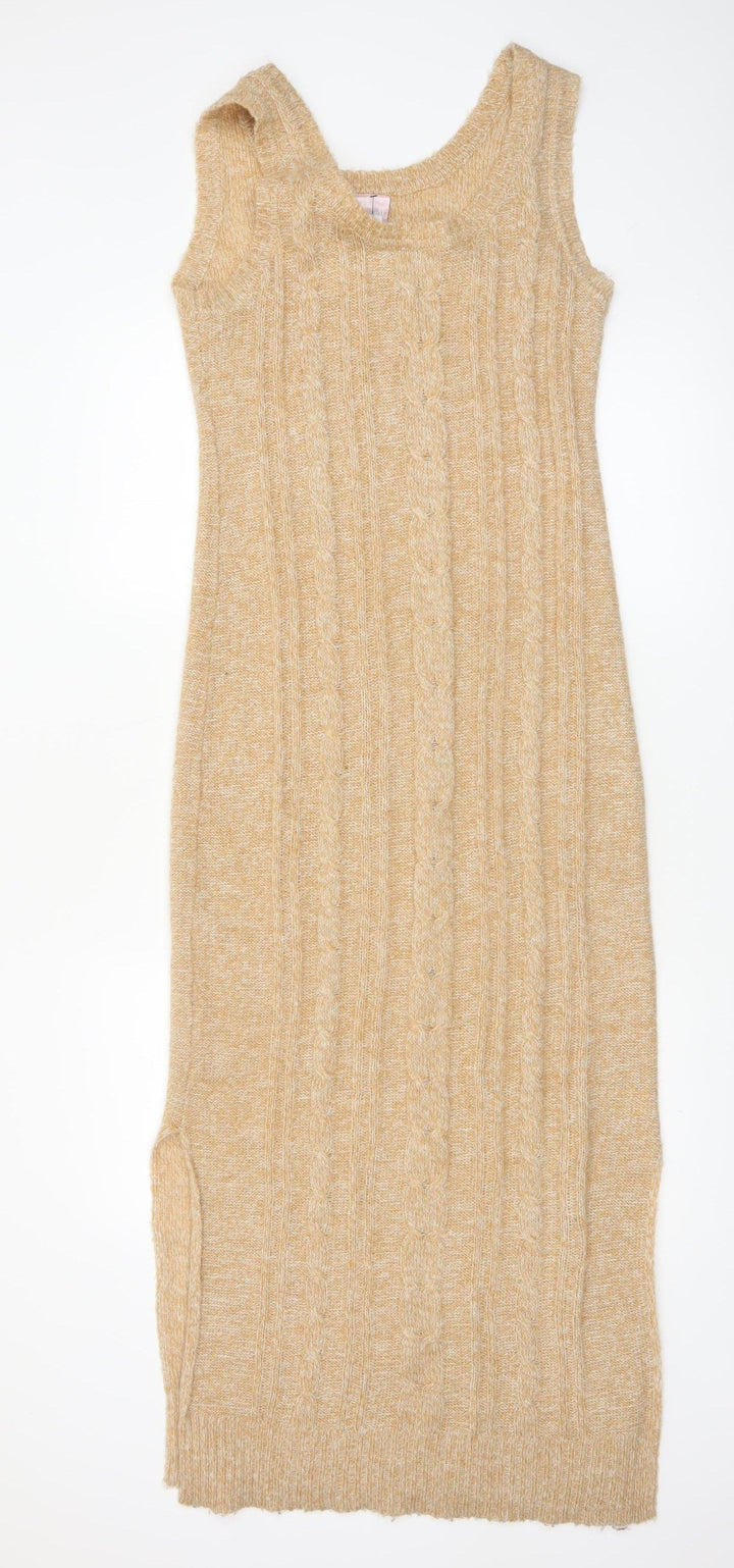 Romeo & Juliet Couture Women Beige Knit Midi Tank Dress M