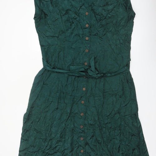 Joe Browns Womens Green Sleeveless Button Shirt Dress Size 18
