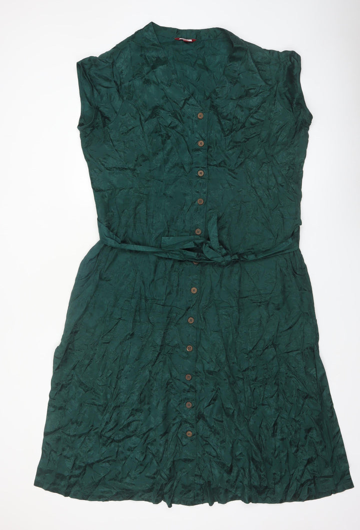 Joe Browns Womens Green Sleeveless Button Shirt Dress Size 18