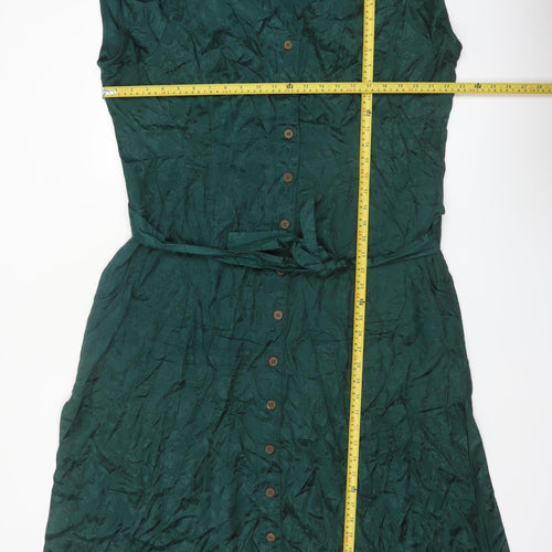 Joe Browns Womens Green Sleeveless Button Shirt Dress Size 18