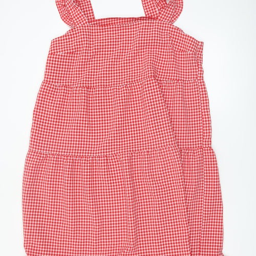 New Look Women's Red Gingham A-Line Ruffle Strap Dress Size 18