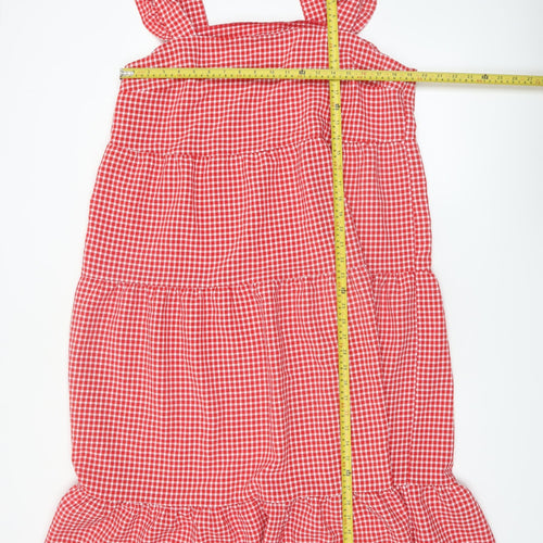 New Look Women's Red Gingham A-Line Ruffle Strap Dress Size 18