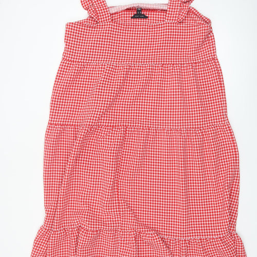 New Look Women's Red Gingham A-Line Ruffle Strap Dress Size 18