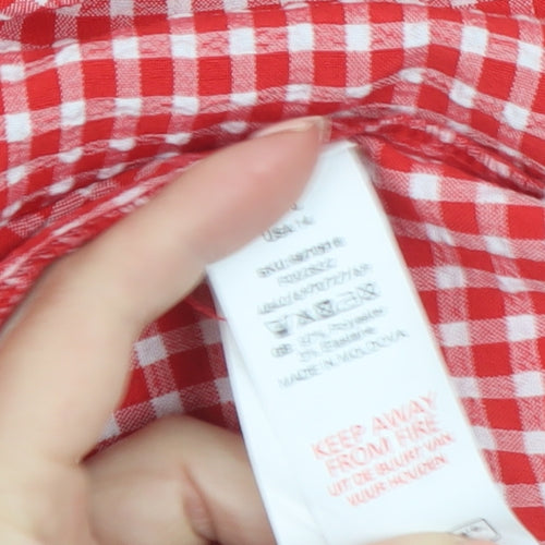 New Look Women's Red Gingham A-Line Ruffle Strap Dress Size 18