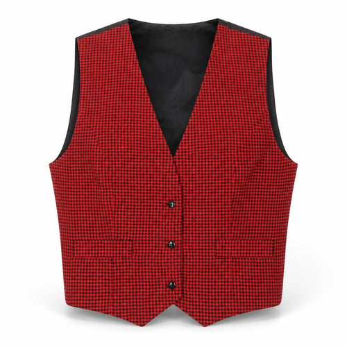 Colorayons Women's Red Houndstooth Petites Waistcoat Vest Small