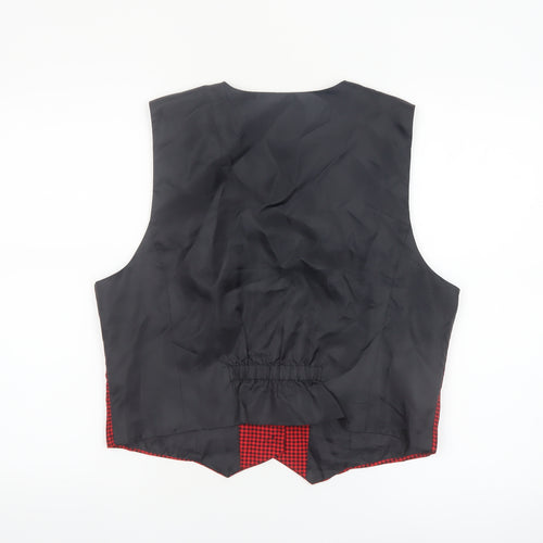 Colorayons Women's Red Houndstooth Petites Waistcoat Vest Small