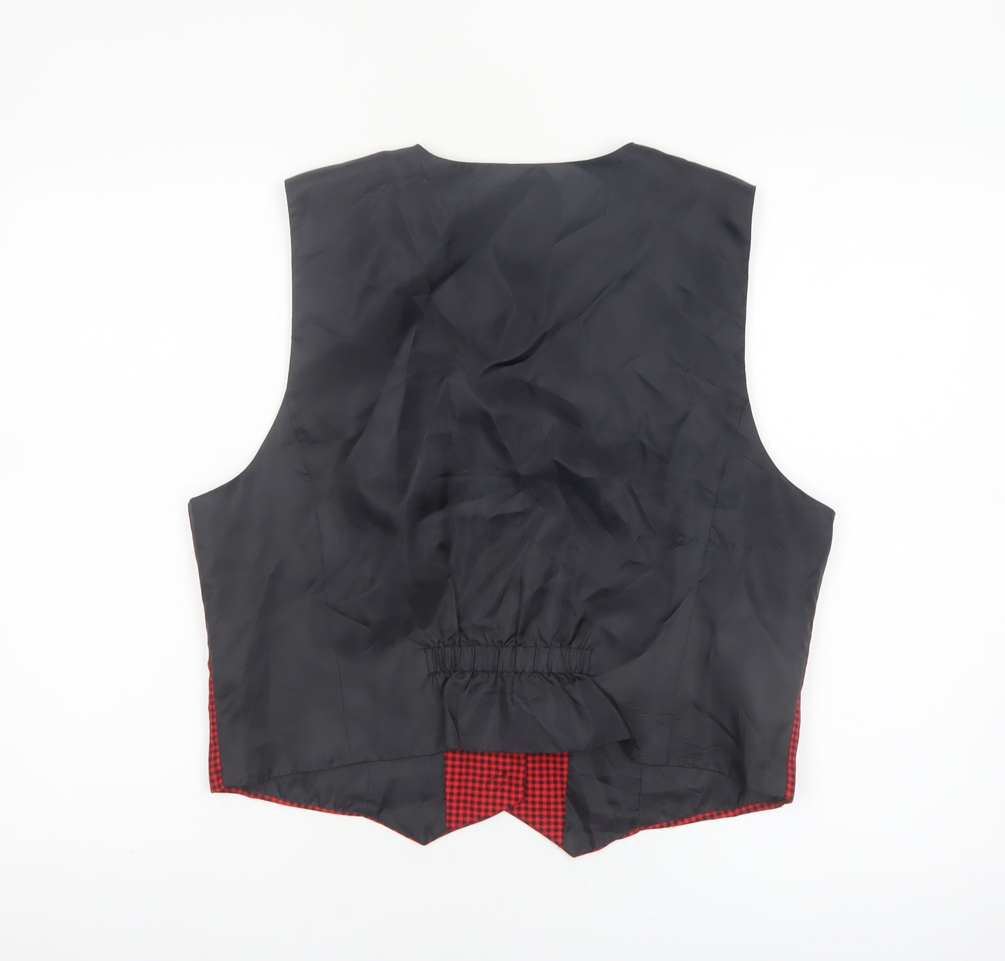 Colorayons Women's Red Houndstooth Petites Waistcoat Vest Small