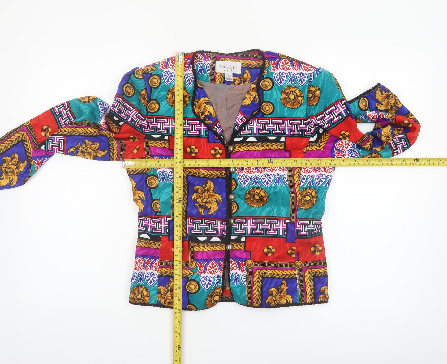 Papell Petites Multicoloured Vintage Button Jacket Women’s Size 4 Polyester