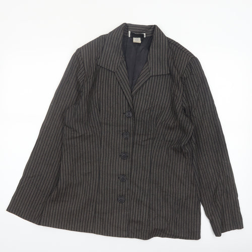 Danielle B Women Black Pinstripe Suit Jacket Size 12 Classic Fit