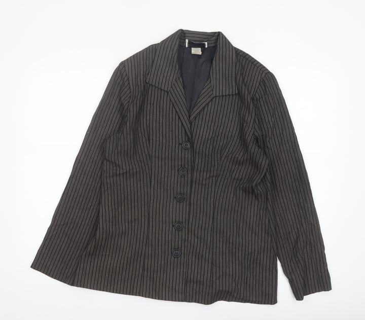 Danielle B Women Black Pinstripe Suit Jacket Size 12 Classic Fit