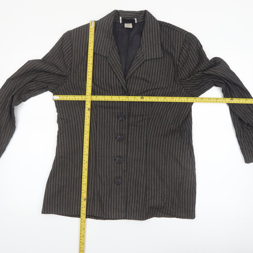 Danielle B Women Black Pinstripe Suit Jacket Size 12 Classic Fit