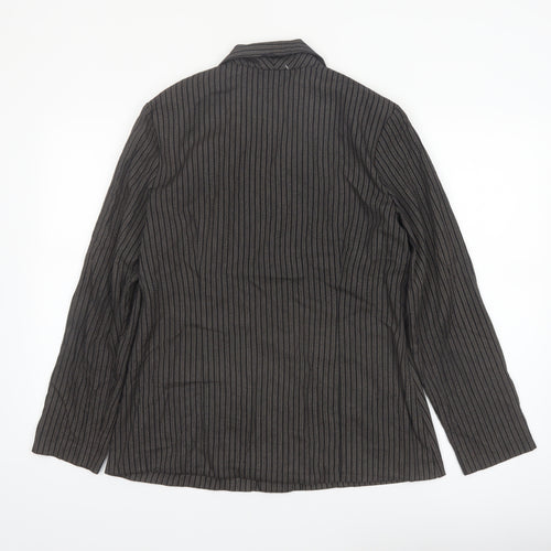Danielle B Women Black Pinstripe Suit Jacket Size 12 Classic Fit