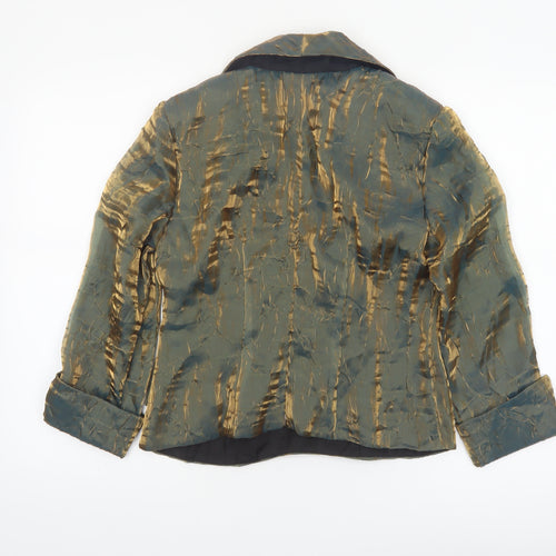 J.R. Nites by Carol Lin Women's Green Gold Blazer Size 10 Satin Finish